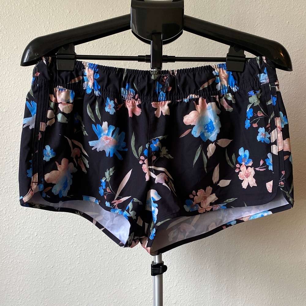 O'Neill Hyperfreak Black Athletic Shorts Blue & Pink Floral Print Women’s Large